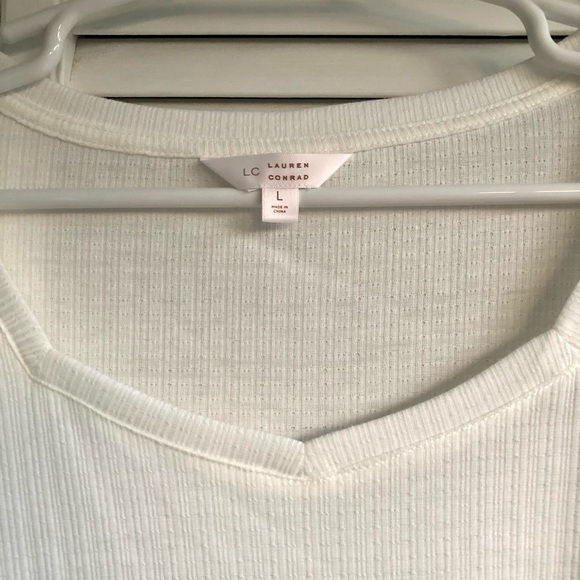 LC Lauren Conrad top with puffy sleeves, off white color, size L. - Picture 3 of 5